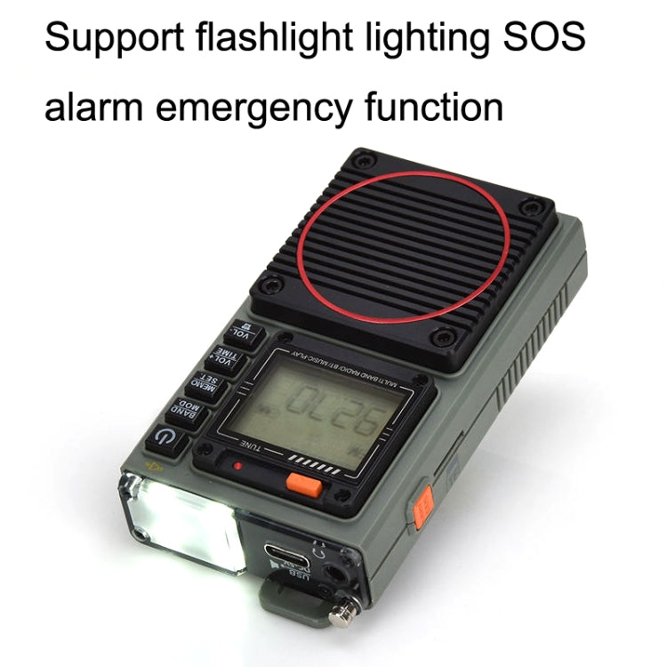 HanRongda HRD-787 High Performance Full Band Portable Bluetooth Card SOS Warning LED Lighting Radio(Green) - free shipping - PMC Jewellery - Order now!