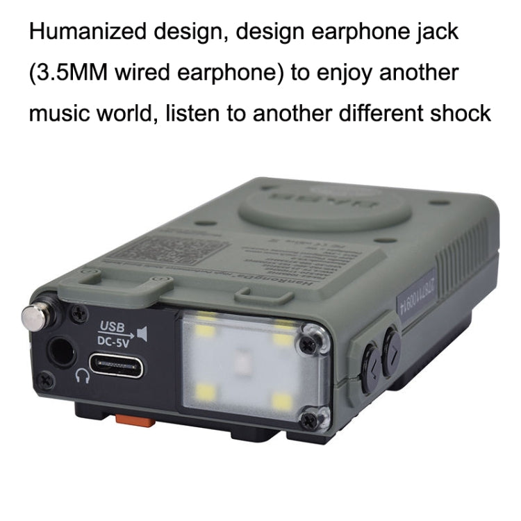 HanRongda HRD-787 High Performance Full Band Portable Bluetooth Card SOS Warning LED Lighting Radio(Green) - free shipping - PMC Jewellery - Order now!