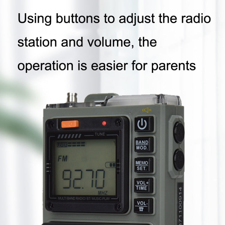 HanRongda HRD-787 High Performance Full Band Portable Bluetooth Card SOS Warning LED Lighting Radio(Green) - free shipping - PMC Jewellery - Order now!