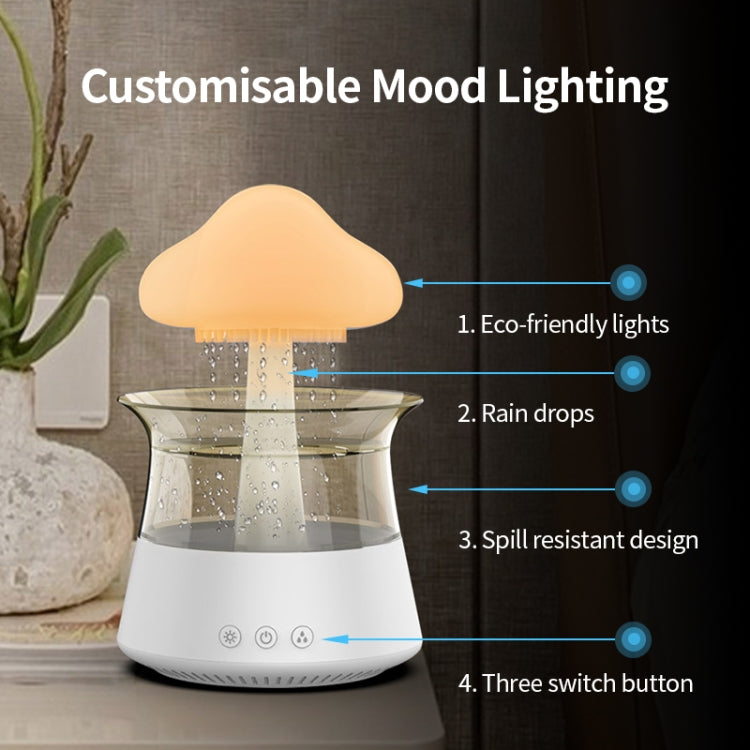 CH06 300ml Rain Humidifier Mushroom Cloud Colorful Night Lamp Aromatherapy Machine, Style: With Remote Controller(White) - free shipping - PMC TechLife - Order now!