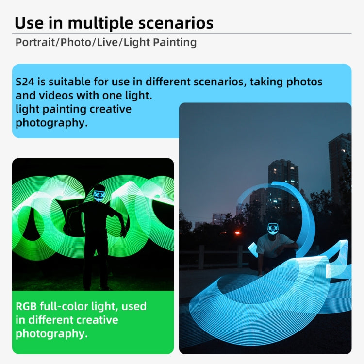 Pixel S24 RGB Fill Light Rod Handheld Portable Color Icelet Outdoor Videos Live Broadcast Studio Camera Stick Lamp(Standard Set+US Plug Adapter) - free shipping - PMC TechLife - Order now!