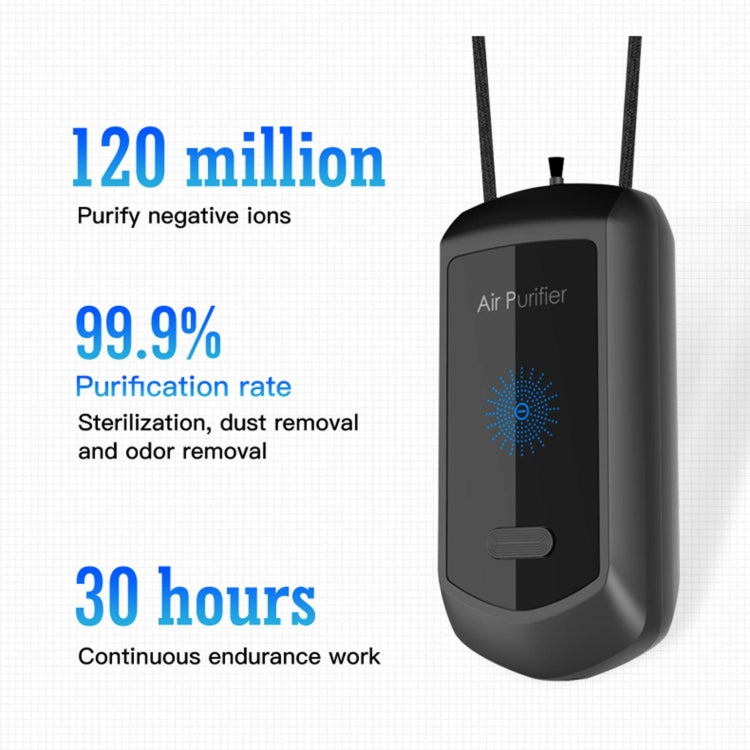 120 Million Negative Ion Air Purifier Mini Hanging Neck Purifier(Black) - free shipping - PMC TechLife - Order now!