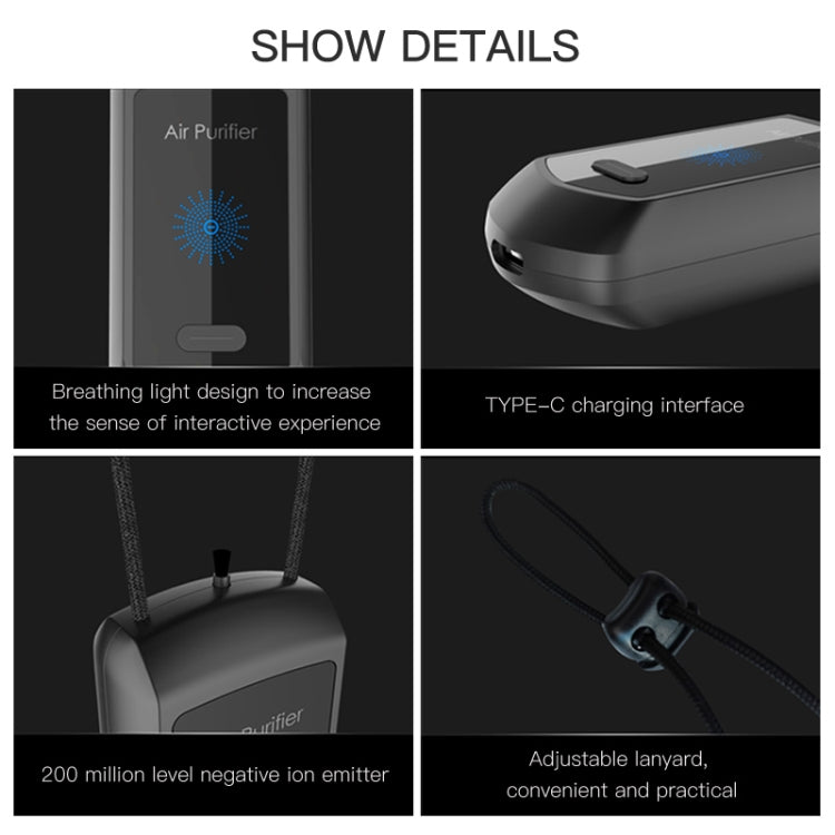 120 Million Negative Ion Air Purifier Mini Hanging Neck Purifier(Black) - free shipping - PMC TechLife - Order now!