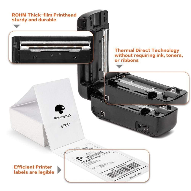 Phomemo PM246S Address Label Printer Thermal Paper Express E-Manifest Printer, Size: US(Black) - free shipping - PMC TechLife - Order now!