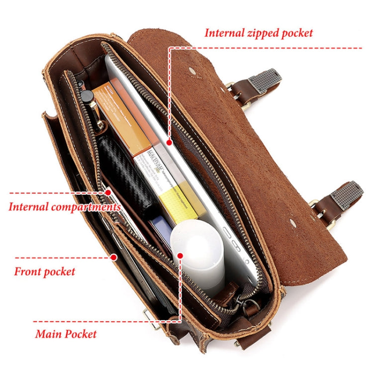 HUMERPAUL Leather Crossbody Bag Men Retro Shoulder Bag Commuter Men Small Square Bag(Brown) - free shipping - PMC TechLife - Order now!