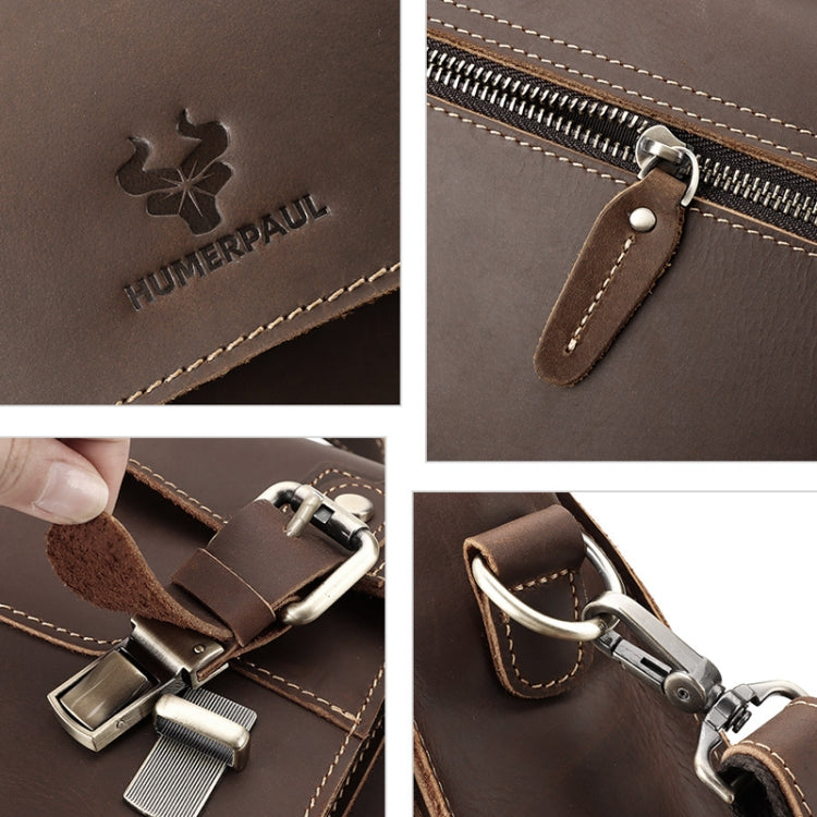 HUMERPAUL Leather Crossbody Bag Men Retro Shoulder Bag Commuter Men Small Square Bag(Brown) - free shipping - PMC TechLife - Order now!
