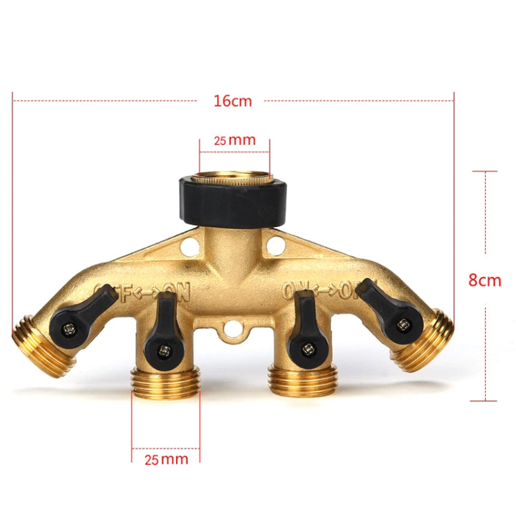 Garden Watering Agricultural Irrigation Family Car Wash Faucet Copper 4-way Ball Valve Water Divider(European Thread) - Watering & Irrigation by PMC TechLife | Online Shopping South Africa | PMC TechLife | Buy Now Pay Later Mobicred