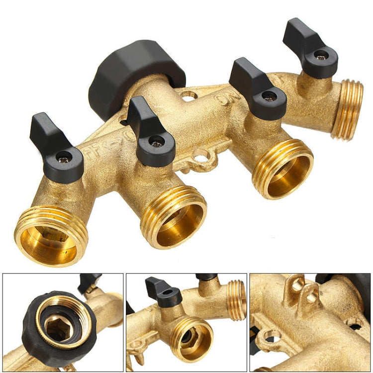 Garden Watering Agricultural Irrigation Family Car Wash Faucet Copper 4-way Ball Valve Water Divider(European Thread) - Watering & Irrigation by PMC TechLife | Online Shopping South Africa | PMC TechLife | Buy Now Pay Later Mobicred