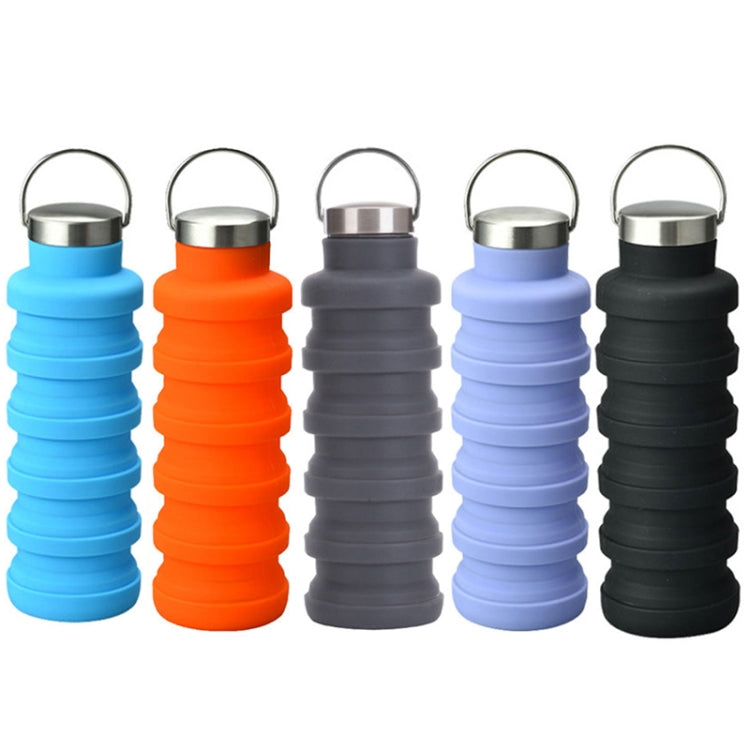 500ml Outdoor Sports Silicone Telescopic Cup Portable Foldable Travel Water Kettle(Black Handle Lid) - Kettles by PMC TechLife | Online Shopping South Africa | PMC TechLife