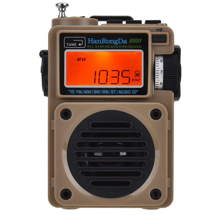 HanRongda HRD-701 Portable Full Band Radio Subwoofer Bluetooth TF Card Digital Display Radio(Khaki) - free shipping - PMC Jewellery - Order now!