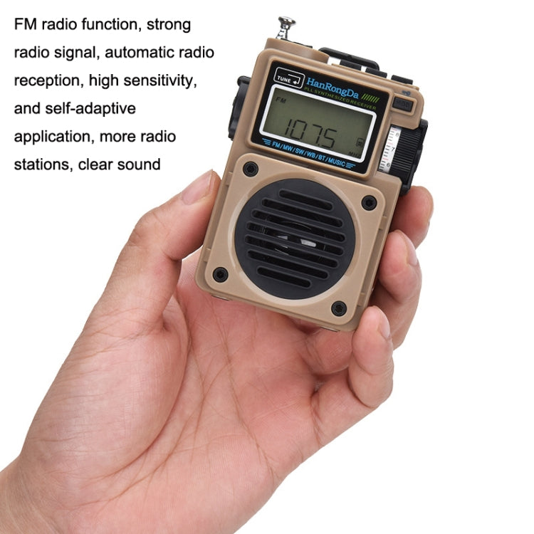 HanRongda HRD-701 Portable Full Band Radio Subwoofer Bluetooth TF Card Digital Display Radio(Khaki) - free shipping - PMC Jewellery - Order now!