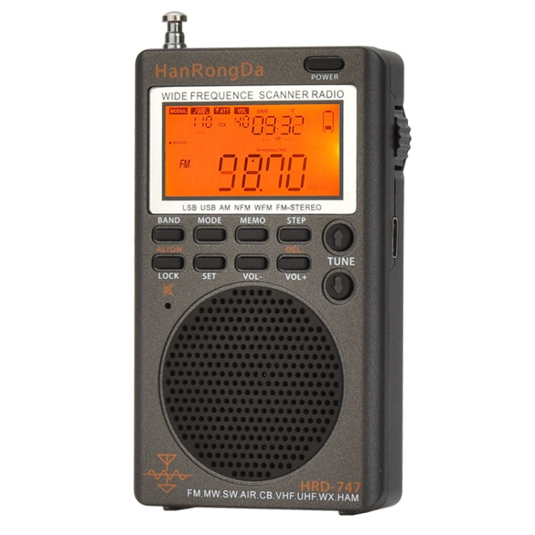 HanRongda HRD-747 Portable Full Band Digital Display High-Frequency Receiving Radio(Silver Gray) - free shipping - PMC Jewellery - Order now!