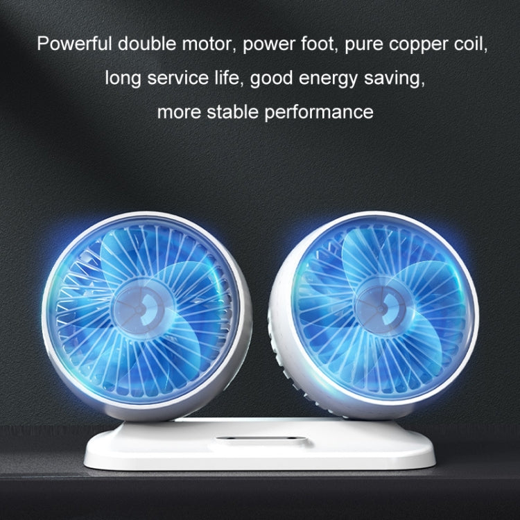 12v/24v Car Fan USB Interface Powerful Double Head Electric Fan(Olive Black) - free shipping - PMC TechLife - Order now!