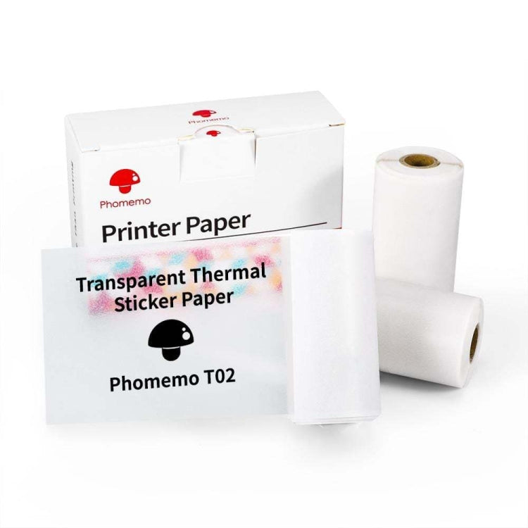 For Phomemo T02 3rolls Bluetooth Printer Thermal Paper Label Paper 50mmx3.5m 20 Years Black on Transparent Sticker - free shipping - PMC TechLife - Order now!