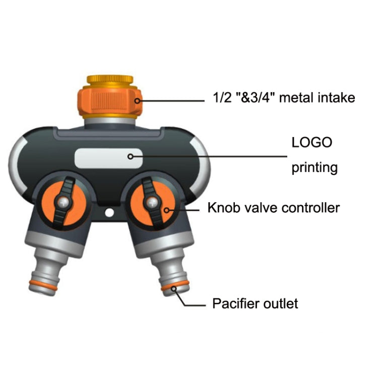 Garden Irrigation And Watering One Pass Two Faucet Water Divider With Plastic Adapter - Watering & Irrigation by PMC TechLife | Online Shopping South Africa | PMC TechLife | Buy Now Pay Later Mobicred