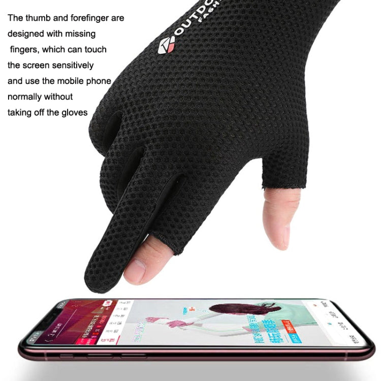 Cycling Thin Sunscreen UV Protection Mesh Breathable Ice Silk Two-finger Gloves(Black) - Cycling Gloves by PMC TechLife | Online Shopping South Africa | PMC TechLife