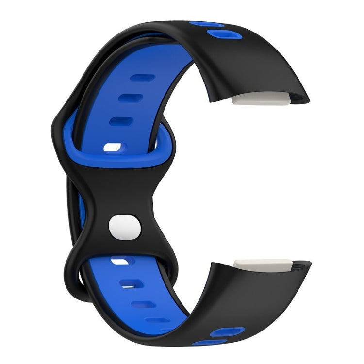 For Fitbit Charge 5 Smart Watch Sports Waterproof Two-Color Silicone Band(Black Blue) - Watch Bands by PMC TechLife | Online Shopping South Africa | PMC TechLife | Buy Now Pay Later Mobicred