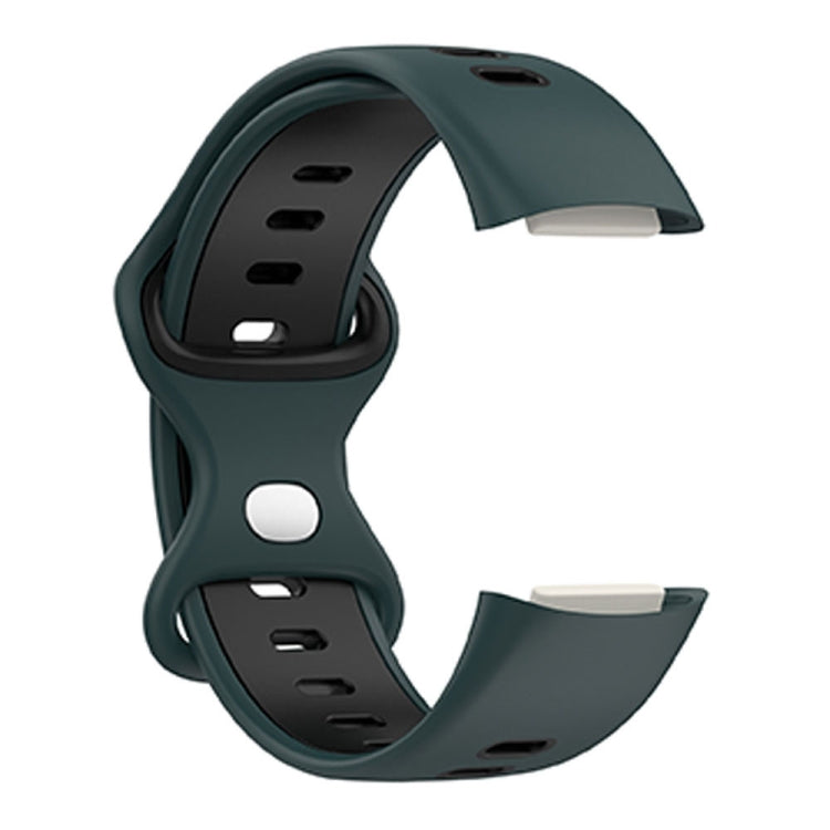 For Fitbit Charge 5 Smart Watch Sports Waterproof Two-Color Silicone Band(Olive Green Black) - Watch Bands by PMC TechLife | Online Shopping South Africa | PMC TechLife | Buy Now Pay Later Mobicred