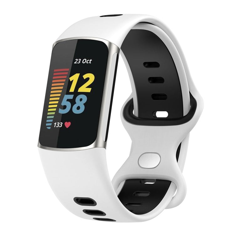 For Fitbit Charge 5 Smart Watch Sports Waterproof Two-Color Silicone Band(White Black) - Watch Bands by PMC TechLife | Online Shopping South Africa | PMC TechLife | Buy Now Pay Later Mobicred