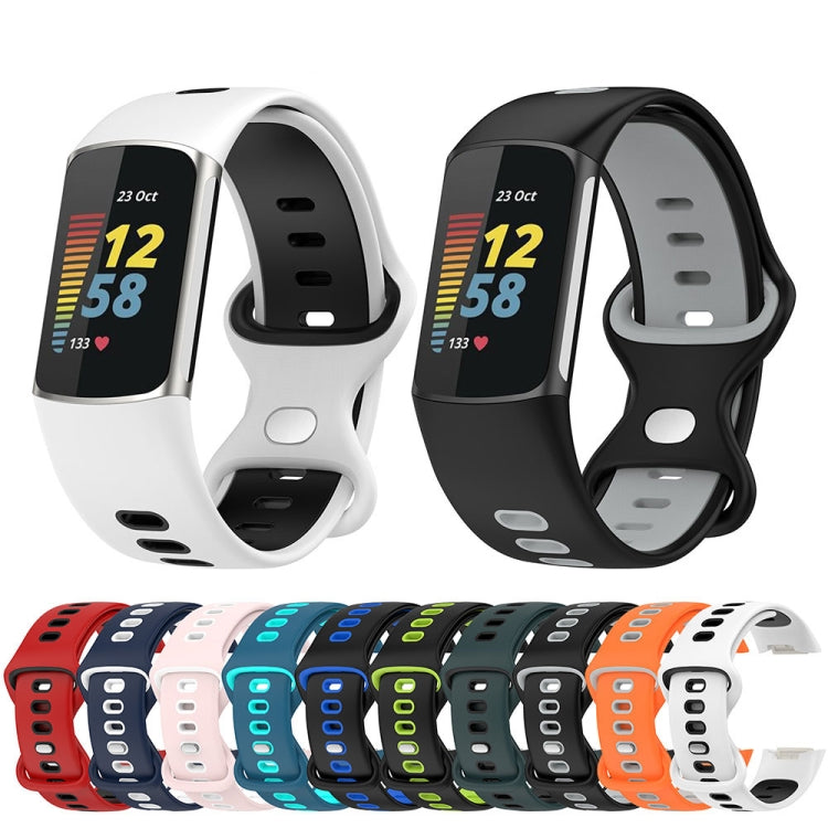 For Fitbit Charge 5 Smart Watch Sports Waterproof Two-Color Silicone Band(White Black) - Watch Bands by PMC TechLife | Online Shopping South Africa | PMC TechLife | Buy Now Pay Later Mobicred