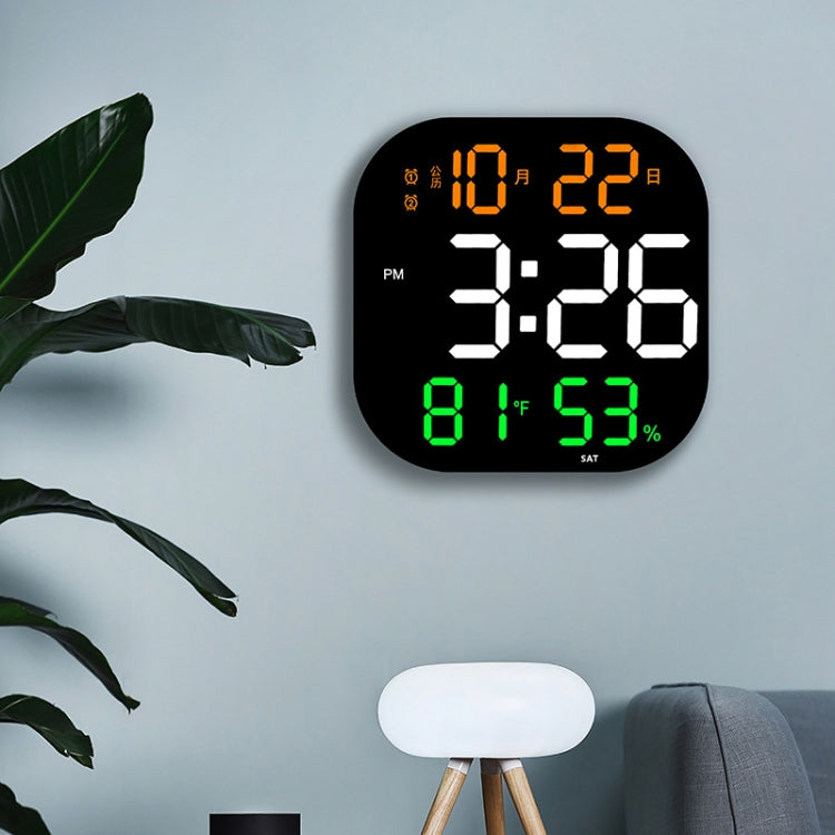 13-Inch LED Acrylic Electronic Clock Large-Screen Square Wall Clock With Timing Temperature Humidity(6632 White Orange) - Wall Clock by PMc TechLife | Online Shopping South Africa | PMc TechLife | Buy Now Pay Later Mobicred