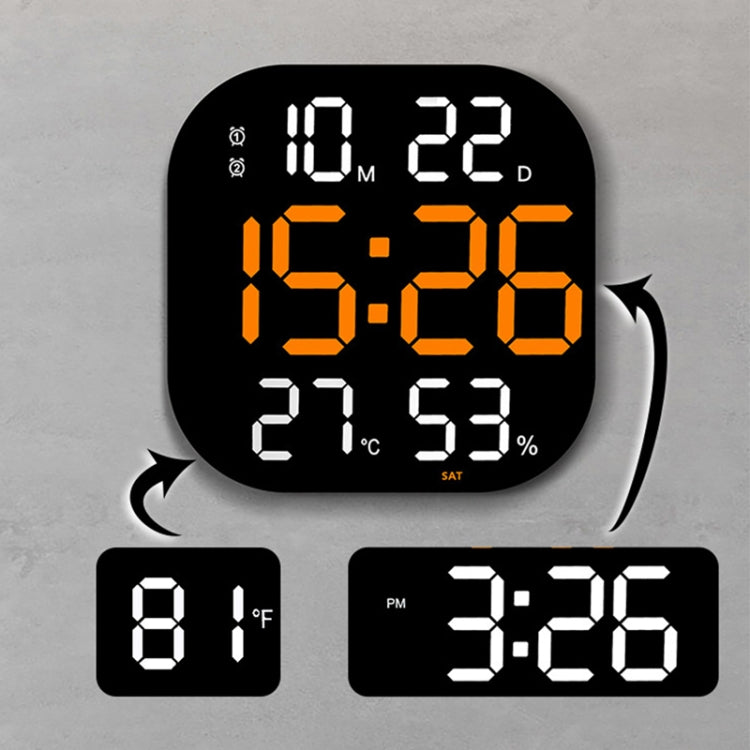 13-Inch LED Acrylic Electronic Clock Large-Screen Square Wall Clock With Timing Temperature Humidity(6632 White Orange) - Wall Clock by PMc TechLife | Online Shopping South Africa | PMc TechLife | Buy Now Pay Later Mobicred