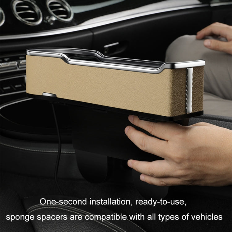 Car Seat Gap Storage Box Multifunctional Mobile Phone USB Charger, Color: QC3.0 Brown - free shipping - PMC TechLife - Order now!