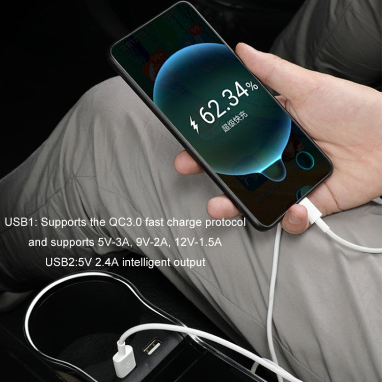 Car Seat Gap Storage Box Multifunctional Mobile Phone USB Charger, Color: QC3.0 Black - Stowing Tidying by PMC TechLife | Online Shopping South Africa | PMC TechLife | Buy Now Pay Later Mobicred