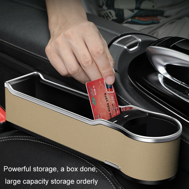 Car Seat Gap Storage Box Multifunctional Mobile Phone USB Charger, Color: QC3.0 Brown - free shipping - PMC TechLife - Order now!