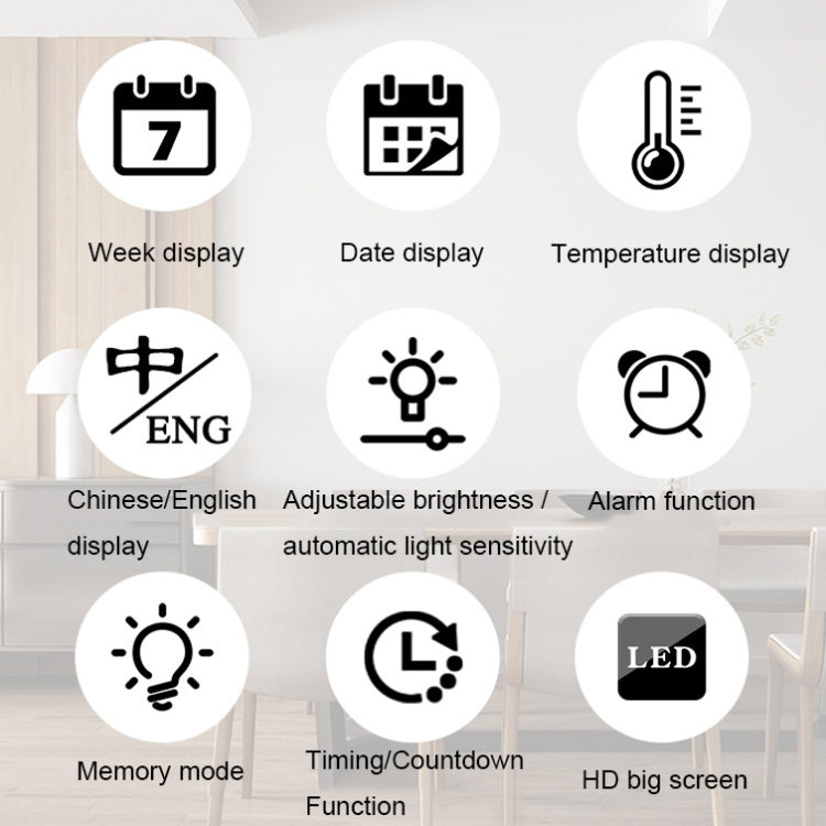 6633 LED Screen Digital Display Timing Desktop Alarm Clock Living Room Hanging Clock(Blue Light) - Wall Clock by PMc TechLife | Online Shopping South Africa | PMc TechLife | Buy Now Pay Later Mobicred