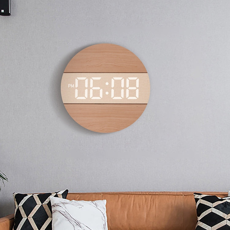 G218B Wooden Living Room Digital Display Clock Home Decoration Wall Clock(Khaki) - Wall Clock by PMc TechLife | Online Shopping South Africa | PMc TechLife | Buy Now Pay Later Mobicred