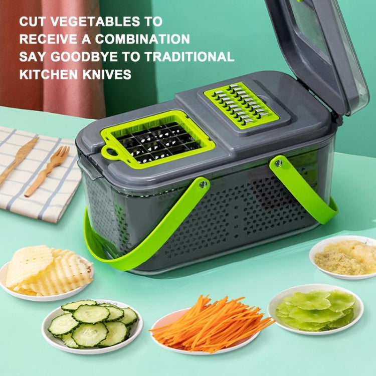 22 in 1 Multifunctional Food Chopper Grater Onion Dicer Veggie Cutter with 13 Stainless Steel Blades(Grey) - Cutter & Peeler by PMC TechLife | Online Shopping South Africa | PMC TechLife | Buy Now Pay Later Mobicred