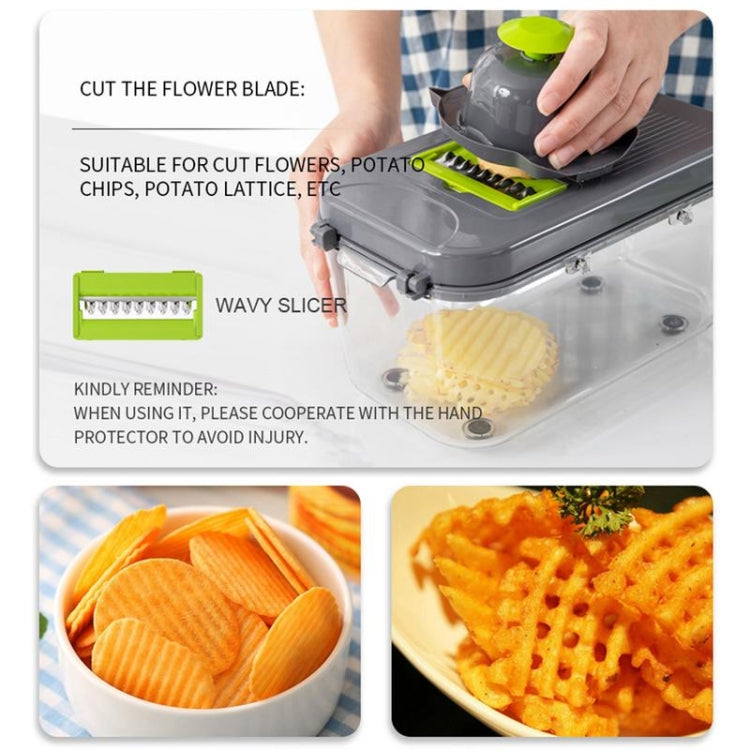 22 in 1 Multifunctional Food Chopper Grater Onion Dicer Veggie Cutter with 13 Stainless Steel Blades(Grey) - Cutter & Peeler by PMC TechLife | Online Shopping South Africa | PMC TechLife | Buy Now Pay Later Mobicred