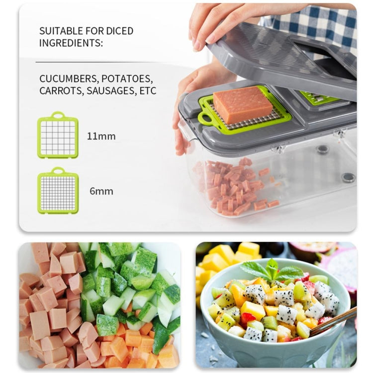 22 in 1 Multifunctional Food Chopper Grater Onion Dicer Veggie Cutter with 13 Stainless Steel Blades(Grey) - Cutter & Peeler by PMC TechLife | Online Shopping South Africa | PMC TechLife | Buy Now Pay Later Mobicred