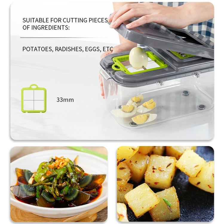 22 in 1 Multifunctional Food Chopper Grater Onion Dicer Veggie Cutter with 13 Stainless Steel Blades(Grey) - Cutter & Peeler by PMC TechLife | Online Shopping South Africa | PMC TechLife | Buy Now Pay Later Mobicred