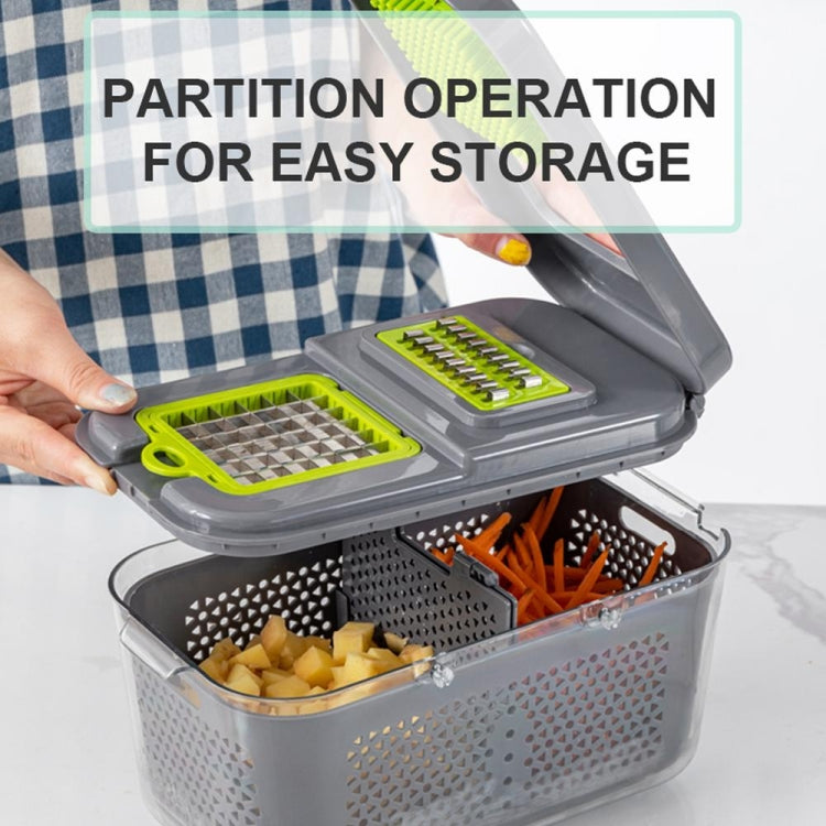 22 in 1 Multifunctional Food Chopper Grater Onion Dicer Veggie Cutter with 13 Stainless Steel Blades(Grey) - Cutter & Peeler by PMC TechLife | Online Shopping South Africa | PMC TechLife | Buy Now Pay Later Mobicred