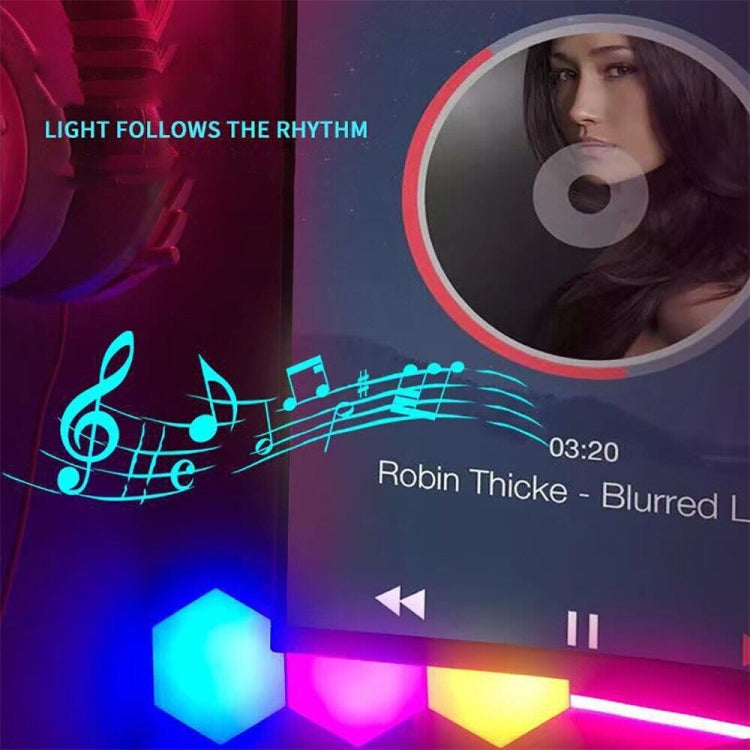 10pcs/set RGB Symphony Hexagon Lights DIY Bedside Ambient Wall Lamp Smart Honeycomb Light(WIFI-APP) - Novelty Lighting by PMC TechLife | Online Shopping South Africa | PMC TechLife | Buy Now Pay Later Mobicred