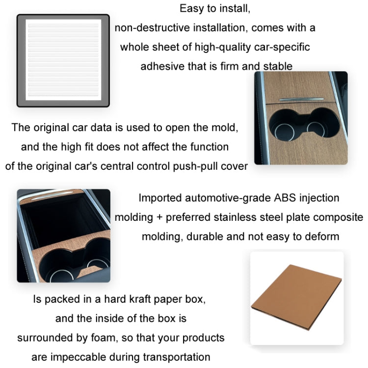 For Tesla Model3/Y Central Control Panel Modification Anti-Scratch Protective Sticker(Log Grain) - Car Interior Mouldings by PMC TechLife | Online Shopping South Africa | PMC TechLife | Buy Now Pay Later Mobicred
