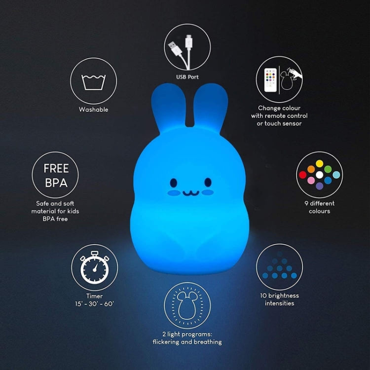 Rabbit Silicone Pat Night Light Children Gift Color Changing Lamp, Specification: Charging - Night Lights by PMC TechLife | Online Shopping South Africa | PMC TechLife | Buy Now Pay Later Mobicred