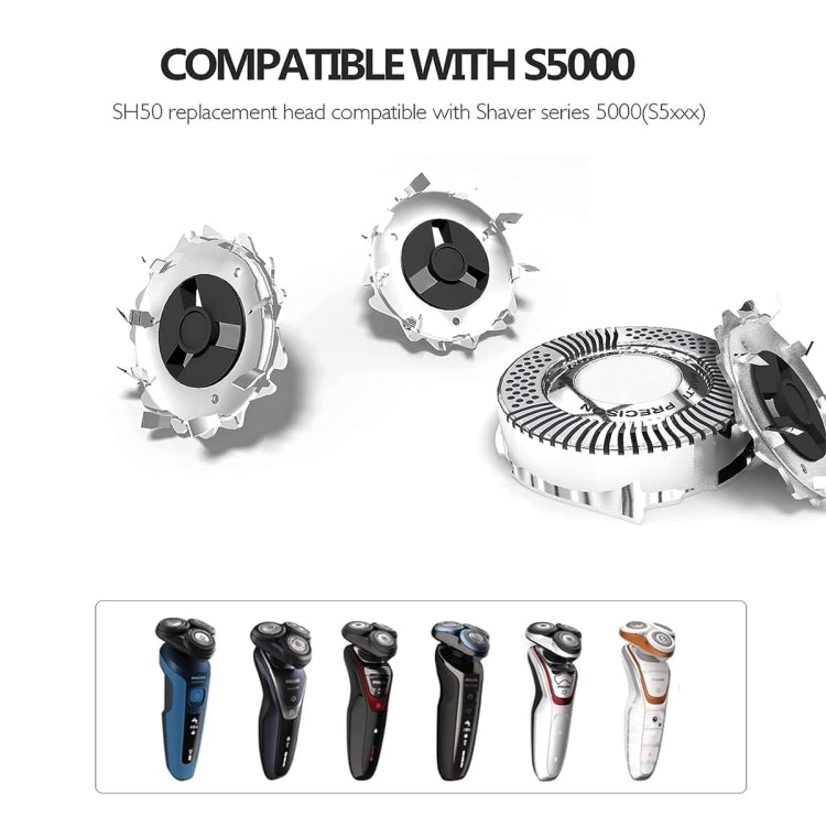 For Philips Electric Shaver S5000 Series SH50 Replacement Blade Head Integral Three Head(Silver) - Accessories by PMC TechLife | Online Shopping South Africa | PMC TechLife | Buy Now Pay Later Mobicred