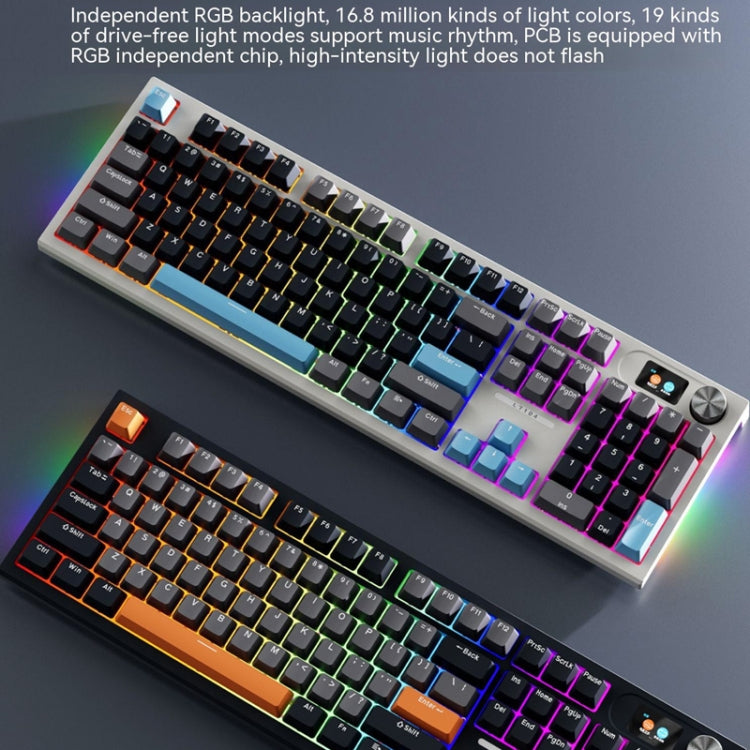 LANGTU LT104 Mechanical Keyboard Backlight Display Flexible DIY Keyboard, Style: Wired Single Mode Gold Axis (White) - free shipping - PMC Jewellery - Order now!