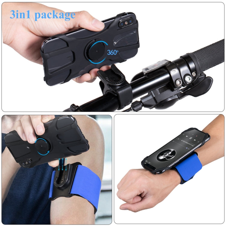 3 In 1 Four Jaws Detachable Swivel Arm Wrist Strap Bicycle Holder For 4.5-6.5 inch Phones(Blue) - Other by PMC TechLife | Online Shopping South Africa | PMC TechLife | Buy Now Pay Later Mobicred