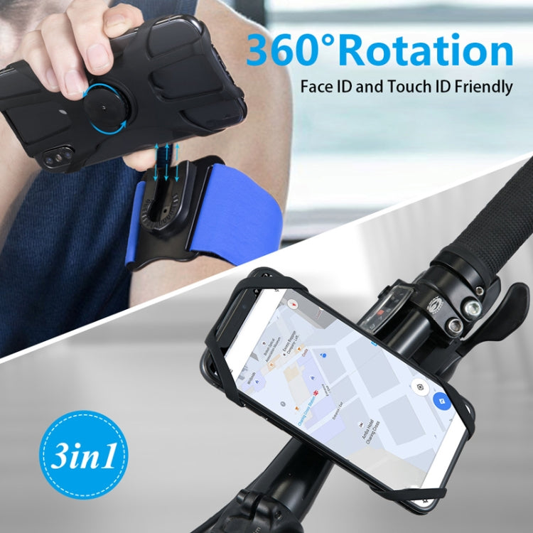 3 In 1 Four Jaws Detachable Swivel Arm Wrist Strap Bicycle Holder For 4.5-6.5 inch Phones(Blue) - Other by PMC TechLife | Online Shopping South Africa | PMC TechLife | Buy Now Pay Later Mobicred