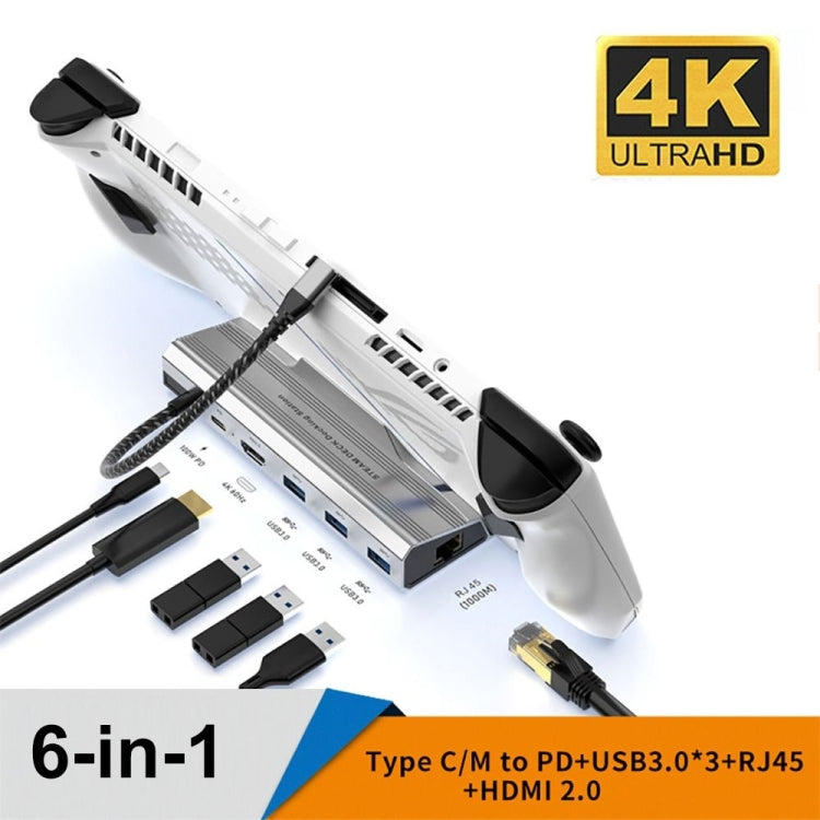 6 -in -1 For ASUS ROG Ally 100W PD Charging Game Console Stand Multifunctional USB 3.0 Docking Station - free shipping - PMC Jewellery - Order now!