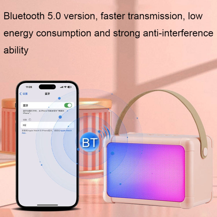 Portable RGB Lighting Effect Bluetooth Speaker Home Mini Karaoke Audio, Style: Single Microphone+Speaker(Beige) - Microphone by PMC TechLife | Online Shopping South Africa | PMC TechLife | Buy Now Pay Later Mobicred