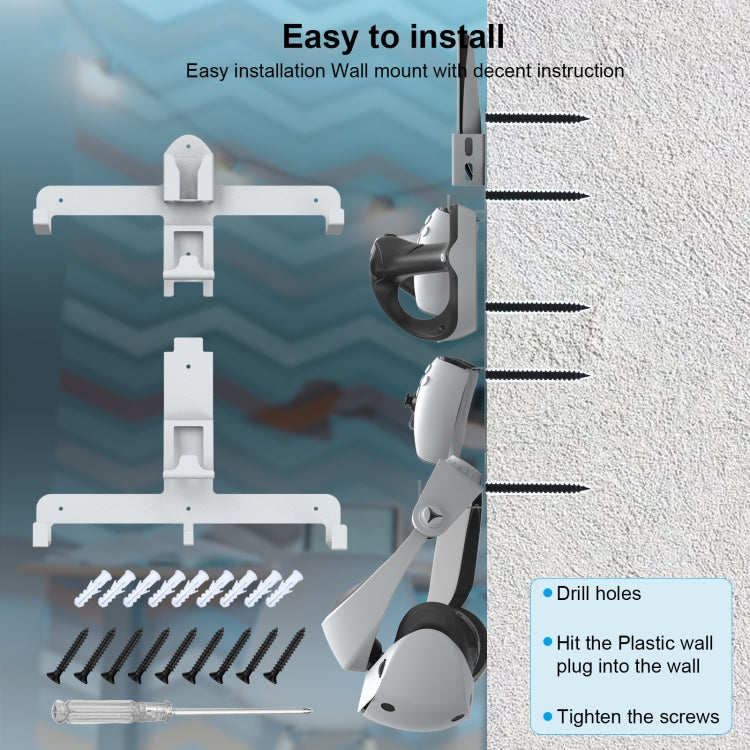 JYS JYS-P5158 For PS5 VR2 Wall Storage Bracket Helmet/Headset/Handle/Remote Control Wall Storage Storage Shelf(White) - free shipping - PMC TechLife - Order now!