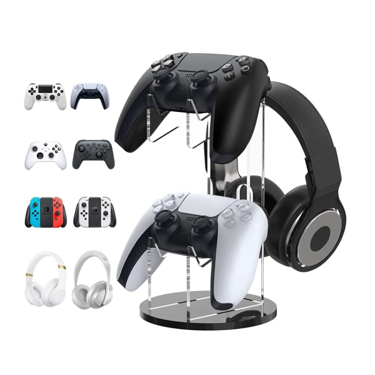 Acrylic Game Controller Display Stand Headphone Hanger(Black-Round Bottom) - Holder by PMC TechLife | Online Shopping South Africa | PMC TechLife