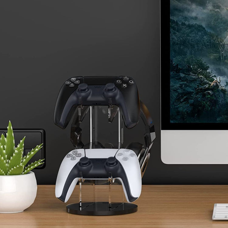 Acrylic Game Controller Display Stand Headphone Hanger(Black-Round Bottom) - Holder by PMC TechLife | Online Shopping South Africa | PMC TechLife