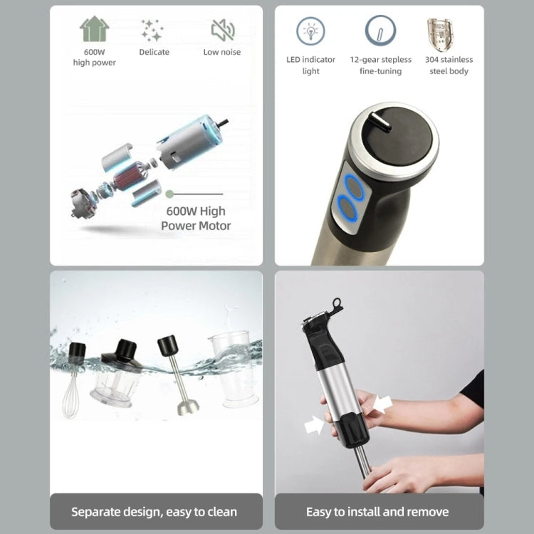 6-in-1 600W Multifunctional  Electric Blender Stainless Steel Food Cooking Stick US Plug - Stirrer & Squeezer by PMC TechLife | Online Shopping South Africa | PMC TechLife | Buy Now Pay Later Mobicred