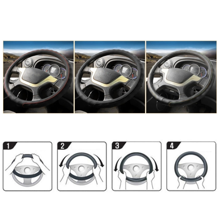 50cm Leather Truck Steering Wheel Cover(Black Red Line) - Steering Wheel Accessories by PMC TechLife | Online Shopping South Africa | PMC TechLife | Buy Now Pay Later Mobicred